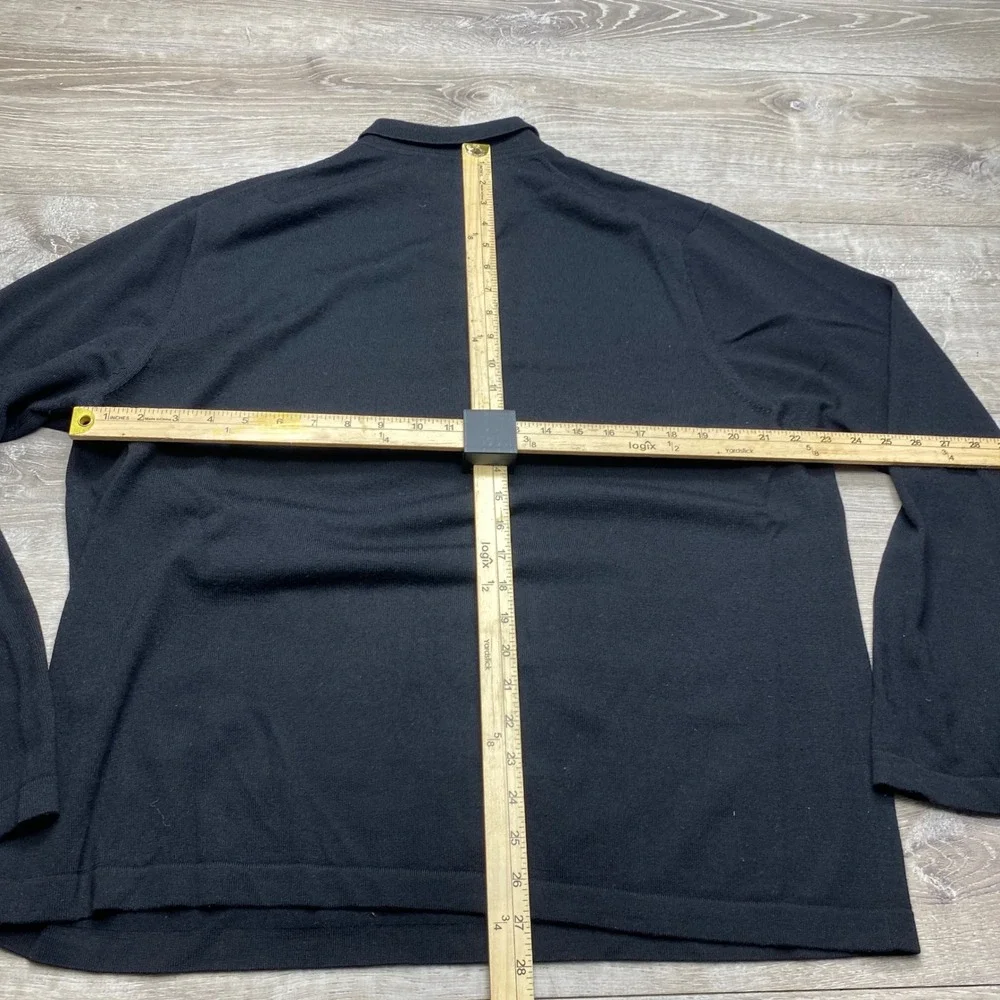 Banana Republic Mens XL Extra Fine‎ Italian Merino Wool Long Sleeve Polo Black